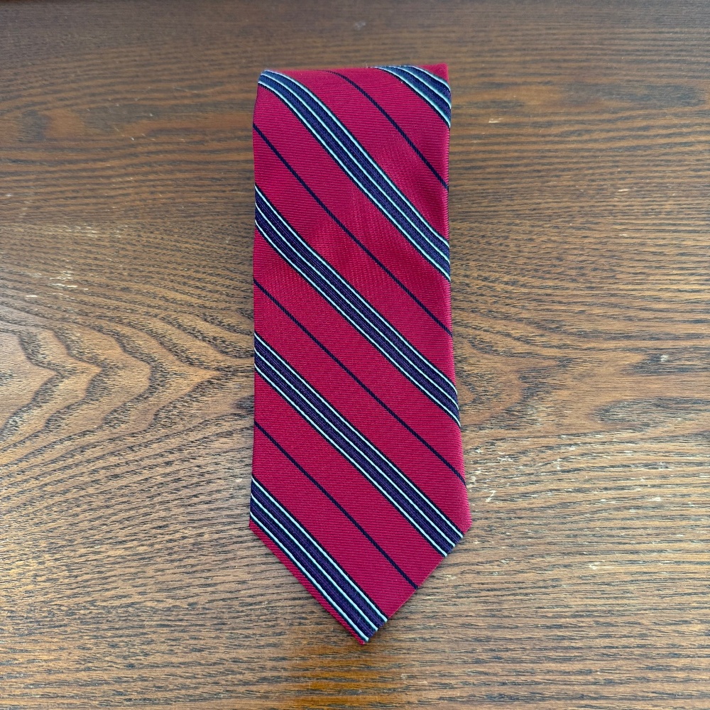 Vtg Retro Brooks Brothers Neck Tie USA Burgundy Red Purple Silk Stripe Preppy